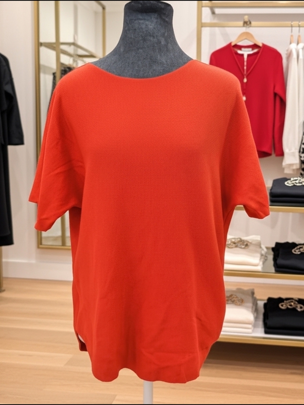 Vila Milano Solid Knit Acrylic Crew Neck Short Sleeve Sweater Top Women's L